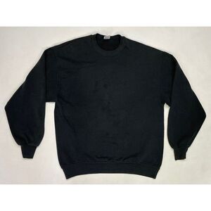 VINTAGE Jerzees Blank Crewneck Sweatshirt Men Medium Black USA 90s